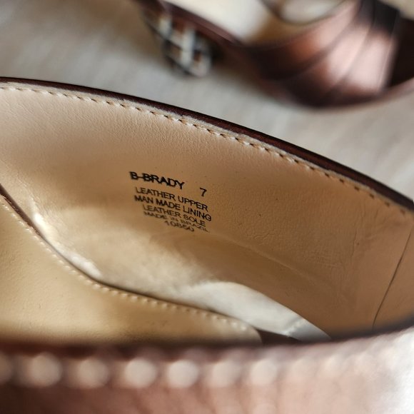 Brian Atwood B-Brandy 4" Wood Block Heel Sandal Ankle Strap Open Toe Leather - Picture 16 of 16